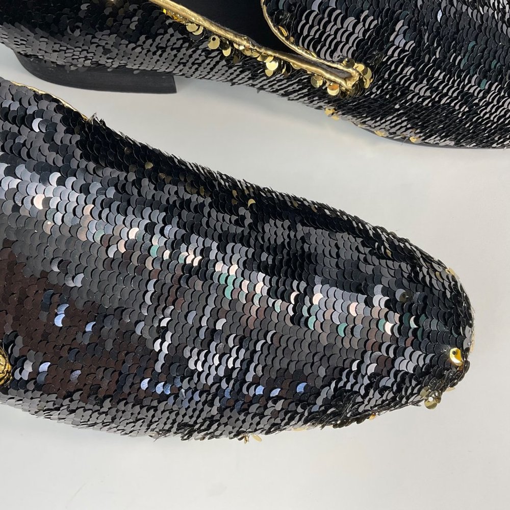 NEW AMALI Men's Slip On Gold/Black Sequins Loafers Flipp-428 size 15 - Picture 8 of 14